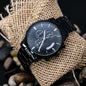 Customizable Black Chronograph Men's Watch - Add Your Message!