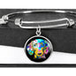 Dachshund Colorful Luxury Bangle with Pendant - Engravable!