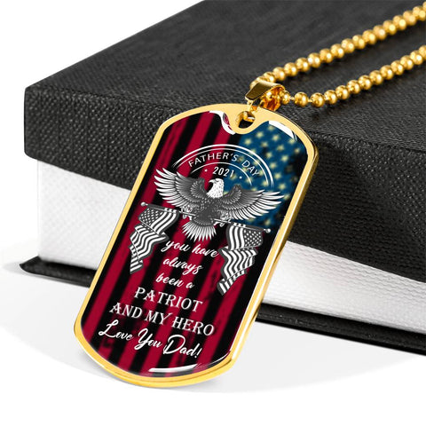 Father's Day Patriot & Hero Dog Tag Necklace 2021 - Personalize it!