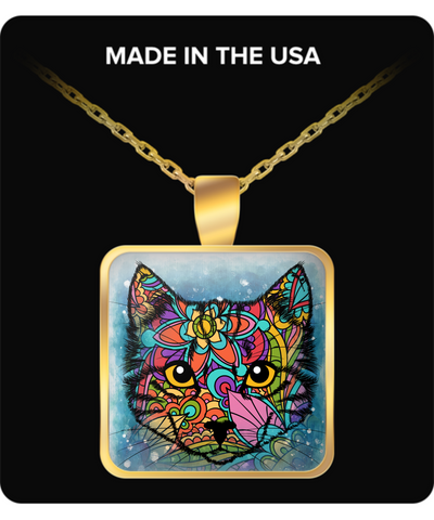 Colorful Cat Gold Necklace