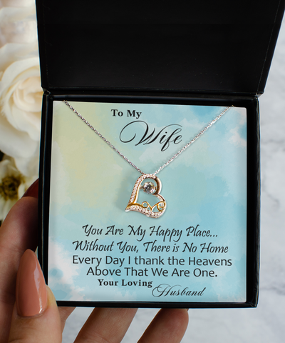 Wife Heart Necklace Happy Place - Free Shipping