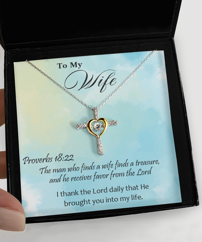Proverbs 18:22 Wife Heart Cross Necklace - Free Shipping!